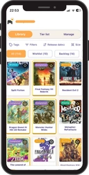 Library screen with games shown as cards