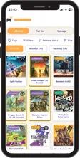 Library screen with games shown as cards