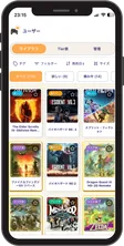 ライブラリにゲームがカード形式で並ぶ画面