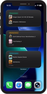 Gamekore widgets on the home screen
